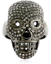 Artisan - 925 Sterling Silver Diamond Skull Ring Handmade Jewelry - Lyst