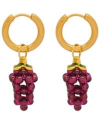 VALERIE CHIC - Grape Garnet Stone Hoop Earrings 18K - Lyst
