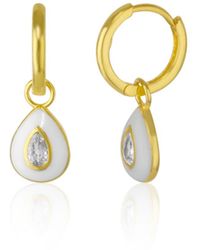 Spero London - Enamelled Jewelled Sterling Drop Hoop Earring - Lyst