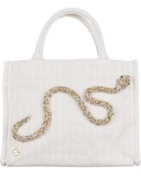 Laines London - Neutrals Laines Couture Hand Embellished Crystal Snake Tote Bag - Lyst