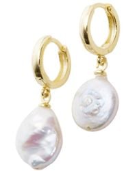 Spero London - Treated Freshwater Cultured Drop Baroque Pearl Earrings Sterling - Lyst