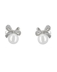 LÁTELITA London - Neutrals Ribbon Bow Pearl Stud Earrings - Lyst