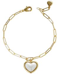 POPORCELAIN - Porcelain Pearly Heart Charm Bracelet - Lyst