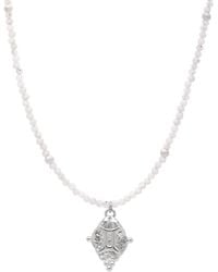 Seven Saints - Gemini Gemstone Choker Necklace, Moonstone, Rhodium Plated - Lyst