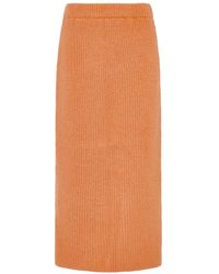 Cara & The Sky - Chloe Knitted Midi Co-ord Skirt Apricot - Lyst