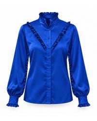 Carloslines - Ruffle Stand Collar Long Sleeve Shirt - Lyst