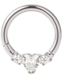 Vanhi - Crystal Heart Titanium Daith Ring - Lyst