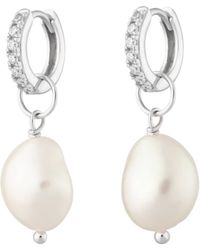 Scream Pretty - Sparkle Huggie Earrings With Baroque Pearls - Lyst
