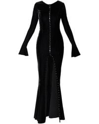 LIA ARAM - Velvet Gown With Pearl Button Closure - Lyst