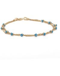 Ebru Jewelry - Triple Chain Evil Eye Solid Fine Bracelet - Lyst