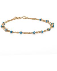 Ebru Jewelry - Triple Chain Blue Evil Eye Solid Gold Fine Bracelet - Lyst
