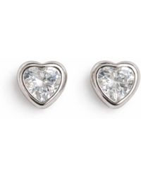 Pearl Code - Sophie Heart Stud Earrings With Cubic Zirconia - Lyst