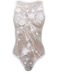Carol Coelho - Amber 3d Flower And Crystal Embroidered Bodysuit - Lyst