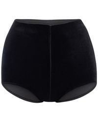 LIA ARAM - High-Waisted Velvet Shorts - Lyst