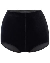 LIA ARAM - High-Waisted Velvet Shorts - Lyst