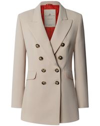The Extreme Collection - Neutrals Cream Double-Breasted Tailored Blazer - Lyst