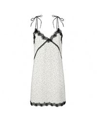 2KStyle - Toma Polka-Dot Lace-Trim Slip Mini Dress - Lyst