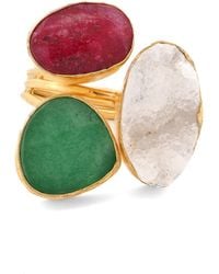 Ebru Jewelry - Divine Earth Triple Adjustable Gemstone Ring - Lyst