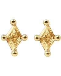 Sophelia - Tiny Citrine Stud November Birthstone Diamond Shaped Earrings - Lyst