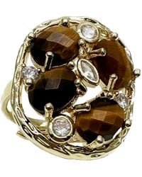 Farra - Tiger Eye Stones Setting Statement Ring - Lyst