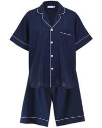 Luna Luz - Le Blanc Textured Cotton Short-Sleeve Pajama Set – - Lyst