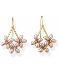 Angel Barocco - Petal Cluster Pearl Drop Earrings - Lyst