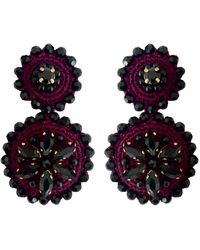 PINAR OZEVLAT - Flower Drop Earrings Burgundy - Lyst