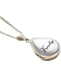 Posh Totty Designs - Sterling Silver Script 'family' Small Droplet Locket Necklace - Lyst