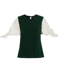 Julia Allert - Lurex Knit Top With Adjustable Satin Sleeves - Lyst