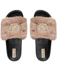 Rettrose - Aubrey Luxury Plush Diamanté Embellished Handmade Sliders - Lyst