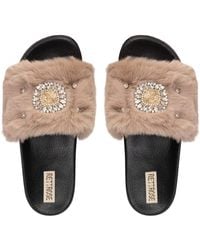 Rettrose - Aubrey Luxury Plush Diamanté Embellished Handmade Sliders - Lyst