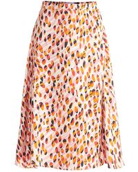 Paisie - Asymmetric Hem Skirt In Pink, Orange, Red & Black - Lyst
