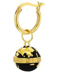 True Rocks - 18kt Gold Plated & Black Mini Globe Charm Hung 0n Gold Plated Hoop Earring - Lyst