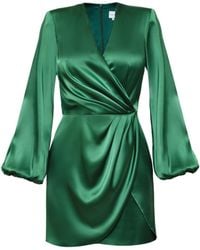 Nomi Fame - Paris Satin Long Sleeve Draped Mini Dress - Lyst