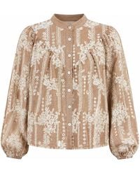 Yumi' - Embroidered Floral Relaxed Shirt - Lyst