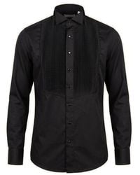 Ron Tomson - Pure Cotton Pleated Wing Tip Collar Shirt - Lyst