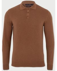Paul James Knitwear - Lightweight Cotton Hall Long Sleeve Knitted Polo Shirt - Lyst