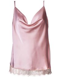 Noblesse Oblige - Nude Lace Trimmed Cowl Neck Camisole - Lyst