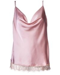 Noblesse Oblige - Nude Lace Trimmed Cowl Neck Camisole - Lyst