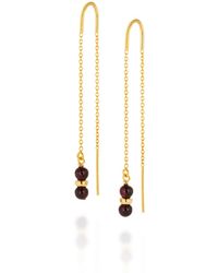 Nellou Jewellery - Fall Birthstone Earrings Garnet January Plated Sterling - Lyst