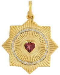 Artisan - 14k Yellow Gold Diamond Tourmaline Star Heart Shape Pendant - Lyst