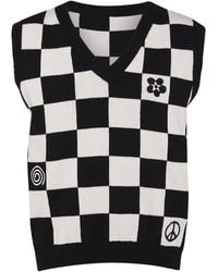 INGMARSON - Embroidered Checked Wool & Cashmere Vest - Lyst