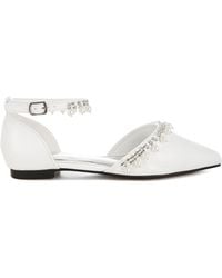 Rag & Co - Aouva Rhinestone & Pearl Ankle Strap Flat Sandals - Lyst