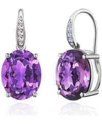 Kai Fine Jewelry - Sterling Natural Oval Amethyst & Diamond Drop Earrings - Lyst