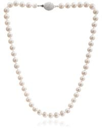 Pearls of the Orient Online - Gratia Almost Round Cultured Freshwater Pearl Necklace With Pave Sparkle Oval Clasp - Lyst
