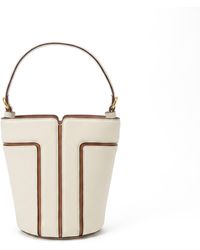 Modenaire - Neutrals Structured Mini Bucket Bag With Top Handle And Crossbody Strap - Lyst