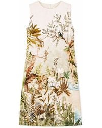 Yumi' - Neutrals Ivory Jungle Print Viscose Shift Dress - Lyst