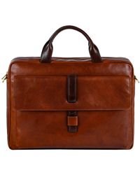 Time Resistance - Large Cognac Leather Briefcase Laptop Bag - Lyst