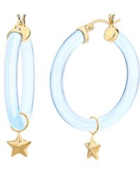 Gold & Honey - Mini Star Charm Hoop Earrings - Lyst