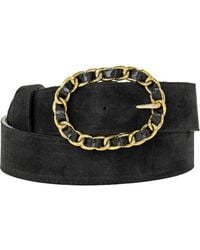 Peachy Belts Ltd - Suede Belt With Coco Buckle With Leather - Lyst